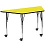 Flash Furniture Wren Trapezoid Mobile Activity Table, 22.5" x 45", Height Adjustable, Yellow (XUA2448TRPYLHAC)~#|#~sp138374571_sc7