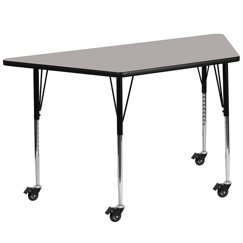 Flash Furniture Wren Trapezoid Mobile Activity Table, 22.5" x 45", Height Adjustable, Gray (XUA2448TRPGYHAC) image 1