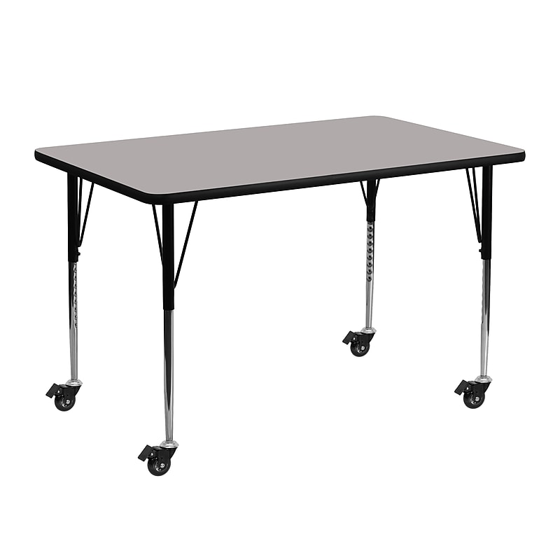 Flash Furniture Wren Rectangular Mobile Activity Table, 24" x 48", Height Adjustable, Gray (XUA2448RECGYHAC) image 1