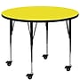 Flash Furniture Wren 48'' Round Mobile Activity Table, Height Adjustable, Yellow (XUA48RNDYLHAC)~#|#~sp138374609_sc7