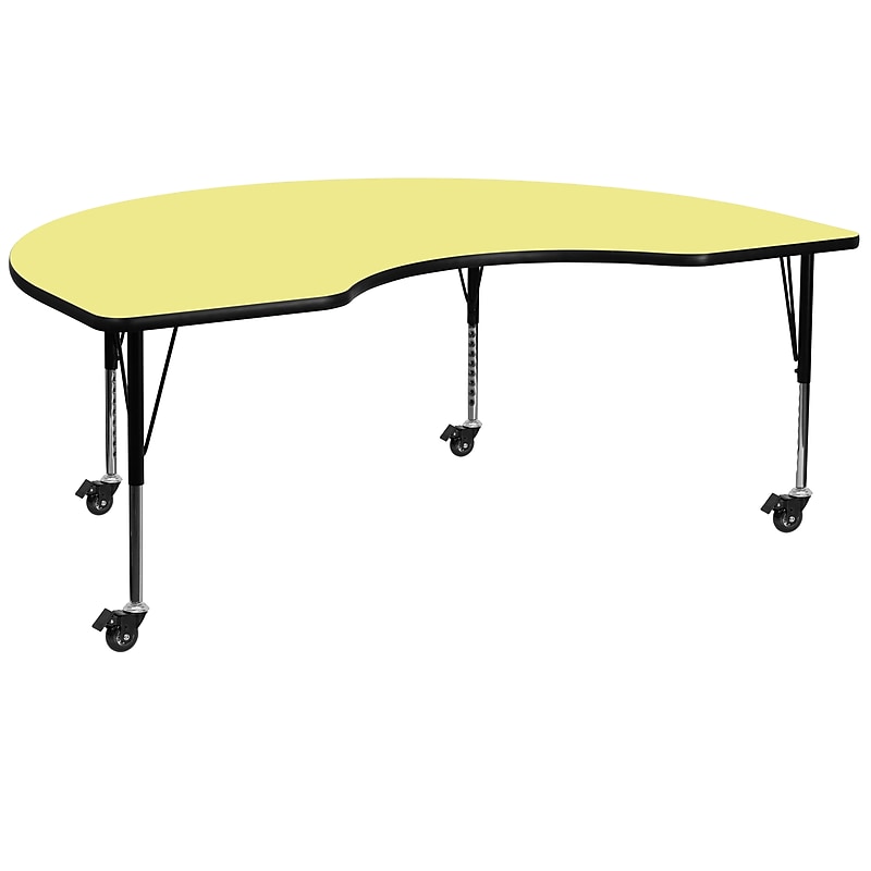 Flash Furniture Wren Kidney Mobile Activity Table, 48" x 96", Height Adjustable, Yellow (XUA4896KIDYLTPC) image 1