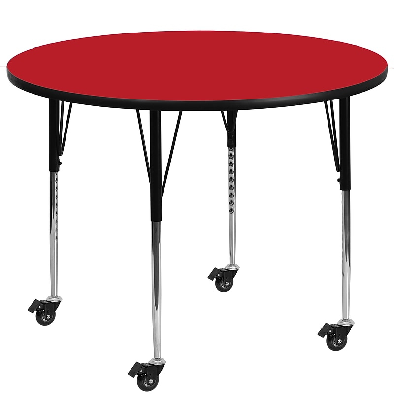 Flash Furniture Wren 48'' Round Mobile Activity Table, Height Adjustable, Red (XUA48RNDRDHAC) image 1