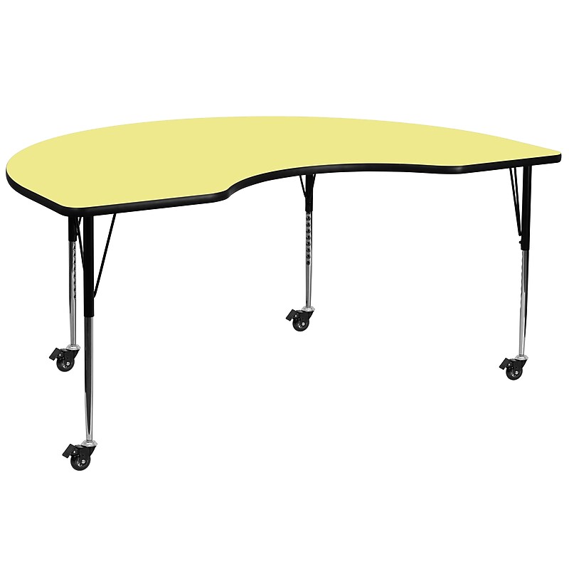 Flash Furniture Wren Kidney Mobile Activity Table, 48" x 96", Height Adjustable, Yellow (XUA4896KIDYLTAC) image 1