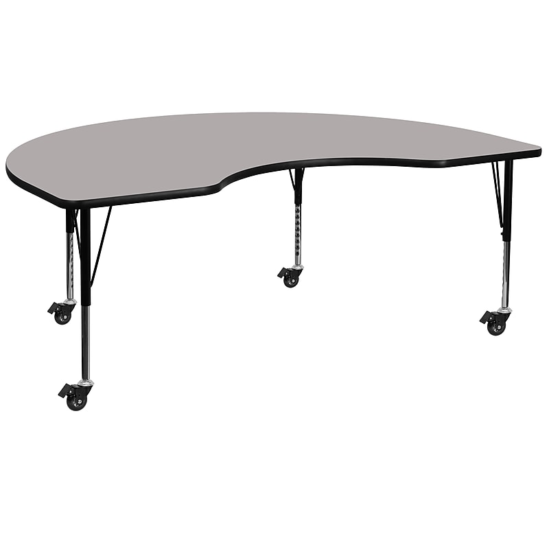 Flash Furniture Wren Kidney Mobile Activity Table, 48" x 96", Height Adjustable, Gray (XUA4896KIDGYHPC) image 1