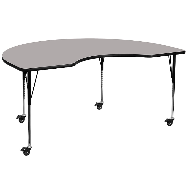 Flash Furniture Wren Kidney Mobile Activity Table, 48" x 96", Height Adjustable, Gray (XUA4896KIDGYHAC) image 1