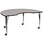 Flash Furniture Wren Kidney Mobile Activity Table, 48" x 96", Height Adjustable, Gray (XUA4896KIDGYHAC)~#|#~sp138375759_sc7