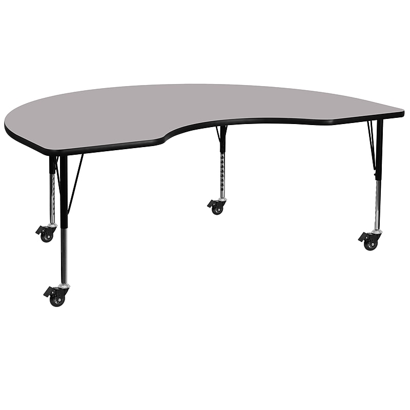 Flash Furniture Wren Kidney Mobile Activity Table, 48" x 72", Height Adjustable, Gray (XUA4872KIDGYTPC) image 1
