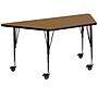 Flash Furniture Wren Trapezoid Mobile Activity Table, 29" x 57", Height Adjustable, Oak (XUA3060TRPOKTPC)~#|#~sp138375802_sc7