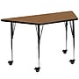 Flash Furniture Wren Trapezoid Mobile Activity Table, 29" x 57", Height Adjustable, Oak (XUA3060TRPOKTAC)~#|#~sp138375822_sc7