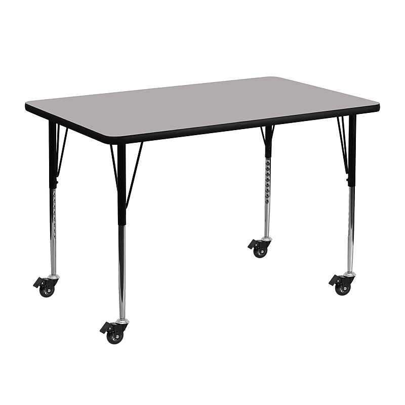 Flash Furniture Wren Rectangular Mobile Activity Table, 30'' x 48'', Height Adjustable, Gray (XUA3048RECGYTAC) image 1