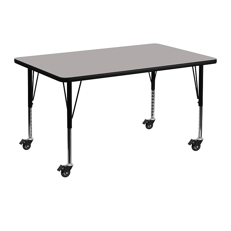 Flash Furniture Wren Rectangular Mobile Activity Table, 30'' x 48'', Height Adjustable, Gray (XUA3048RECGYHPC) image 1