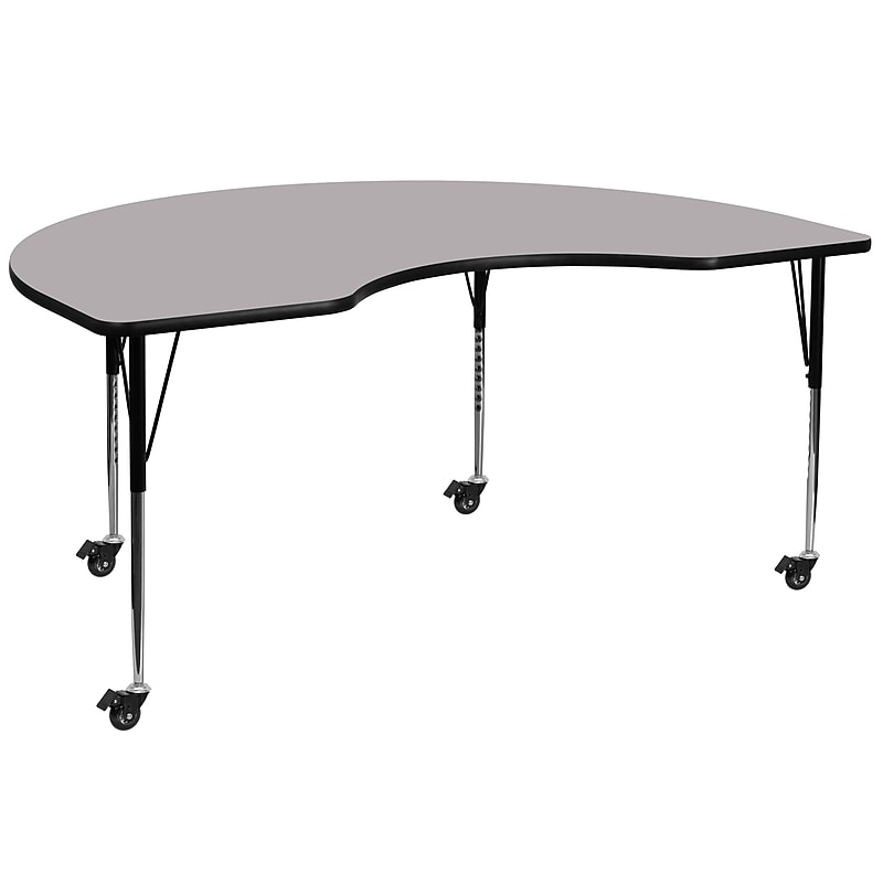 Flash Furniture Wren Kidney Mobile Activity Table, 48" x 72", Height Adjustable, Gray (XUA4872KIDGYTAC) image 1