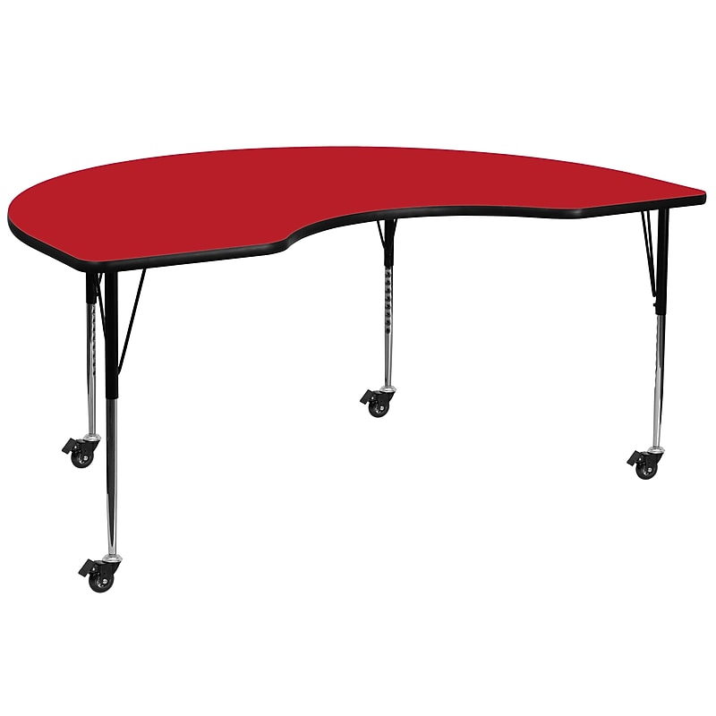 Flash Furniture Wren Kidney Mobile Activity Table, 48" x 72", Height Adjustable, Red (XUA4872KIDRDHAC) image 1