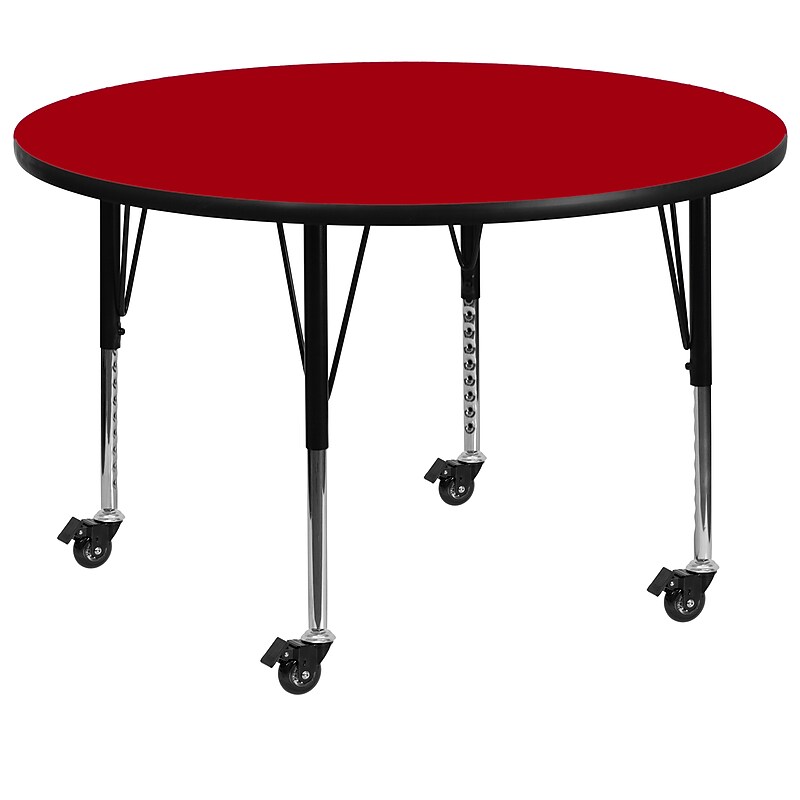 Flash Furniture Wren 42'' Round Mobile Activity Table, Height Adjustable, Red (XUA42RNDRDTPC) image 1