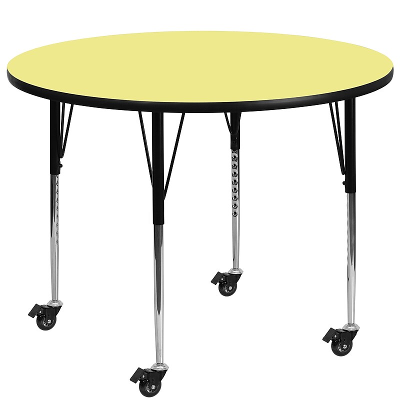 Flash Furniture Wren 42'' Round Mobile Activity Table, Height Adjustable, Yellow (XUA42RNDYLTAC) image 1