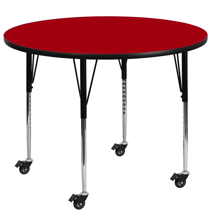 Flash Furniture Wren 42'' Round Mobile Activity Table, Height Adjustable, Red (XUA42RNDRDTAC) image 1