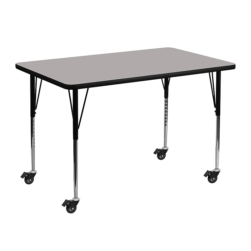 Flash Furniture Wren Rectangular Mobile Activity Table, 30'' x 48'', Height Adjustable, Gray (XUA3048RECGYHAC) image 1