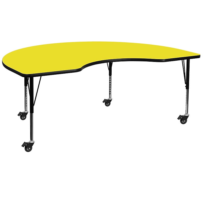 Flash Furniture Wren Kidney Mobile Activity Table, 48" x 72", Height Adjustable, Yellow (XUA4872KIDYLHPC) image 1