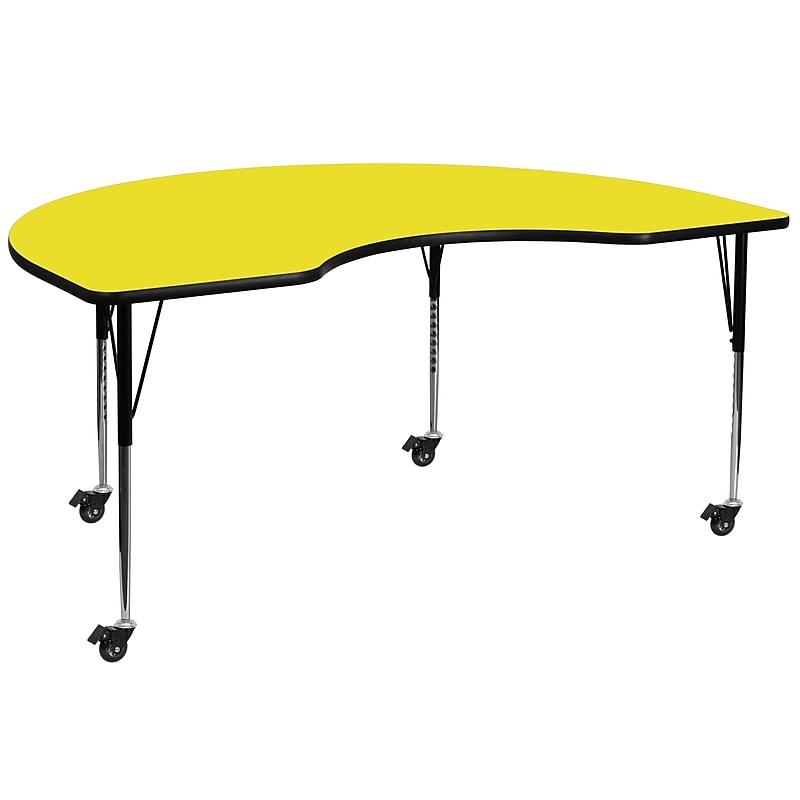 Flash Furniture Wren Kidney Mobile Activity Table, 48" x 72", Height Adjustable, Yellow (XUA4872KIDYLHAC) image 1