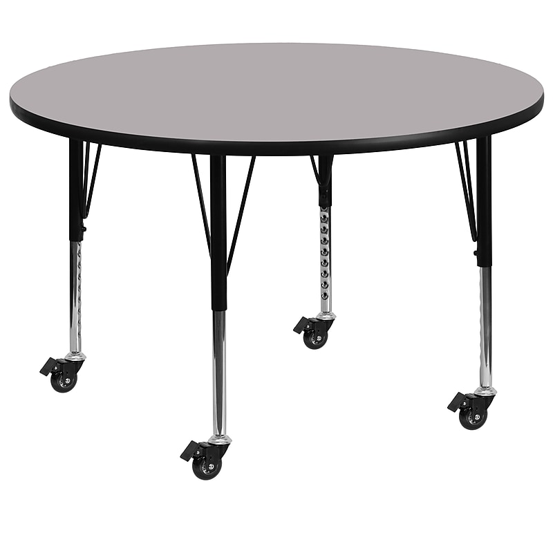 Flash Furniture Wren 42'' Round Mobile Activity Table, Height Adjustable, Gray (XUA42RNDGYTPC) image 1