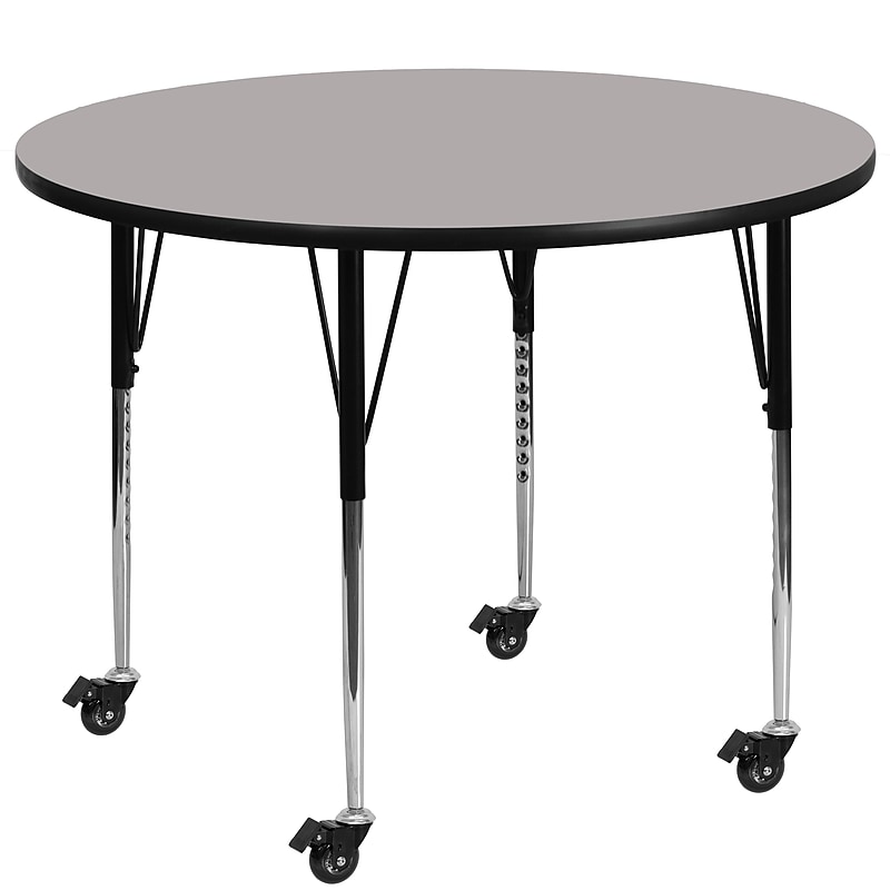 Flash Furniture Wren 42'' Round Mobile Activity Table, Height Adjustable, Gray (XUA42RNDGYHAC) image 1
