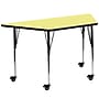 Flash Furniture Wren Trapezoid Mobile Activity Table, 29" x 57", Height Adjustable, Yellow (XUA3060TRPYLTAC)~#|#~sp138376847_sc7