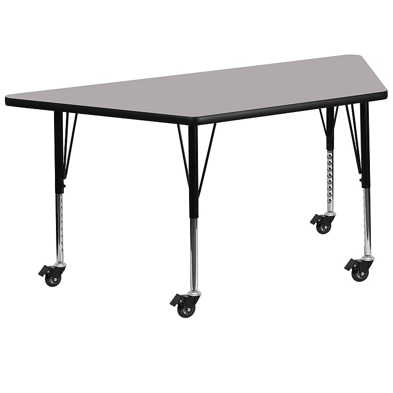 Flash Furniture Wren Trapezoid Mobile Activity Table, 29" x 57", Height Adjustable, Gray (XUA3060TRPGYHPC) image 1