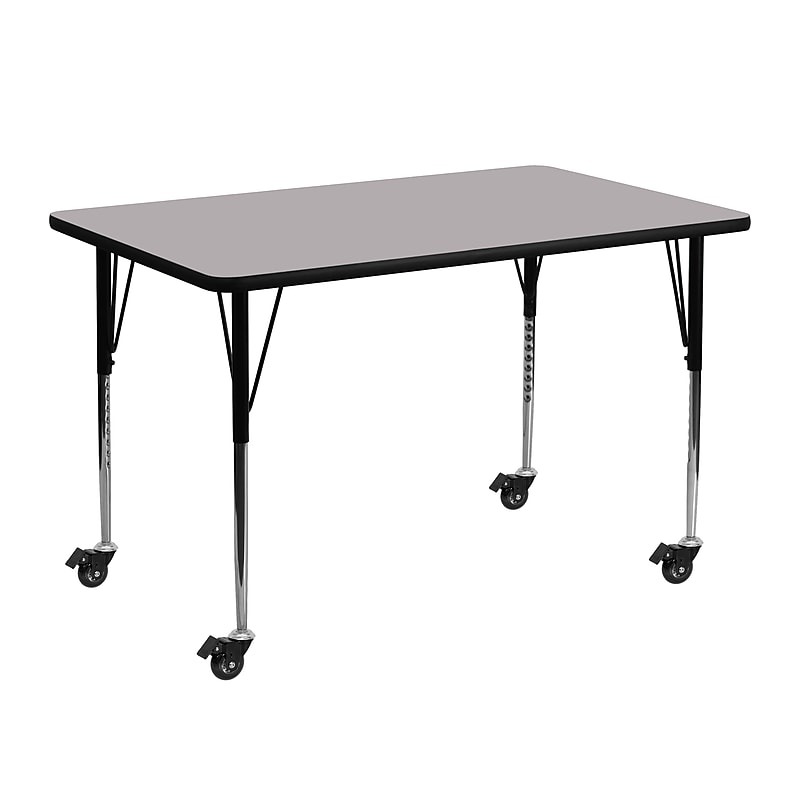 Flash Furniture Wren Rectangular Mobile Activity Table, 24" x 48", Height Adjustable, Gray (XUA2448RECGYTAC) image 1