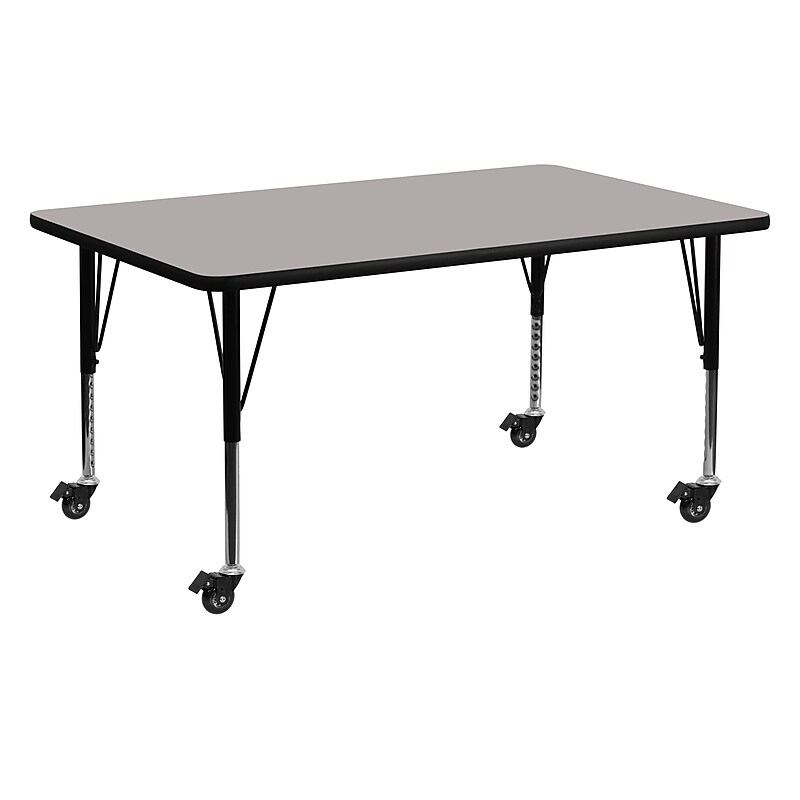 Flash Furniture Wren Rectangular Mobile Activity Table, 24'' x 60", Height Adjustable, Gray (XUA2460RECGYHPC) image 1