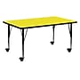 Flash Furniture Wren Rectangular Mobile Activity Table, 24'' x 60", Height Adjustable, Yellow (XUA2460RECYLHPC)~#|#~sp138377126_sc7