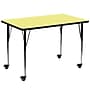 Flash Furniture Wren Rectangular Mobile Activity Table, 36" x 72", Height Adjustable, Yellow (XUA3672RECYLTAC)~#|#~sp138377308_sc7