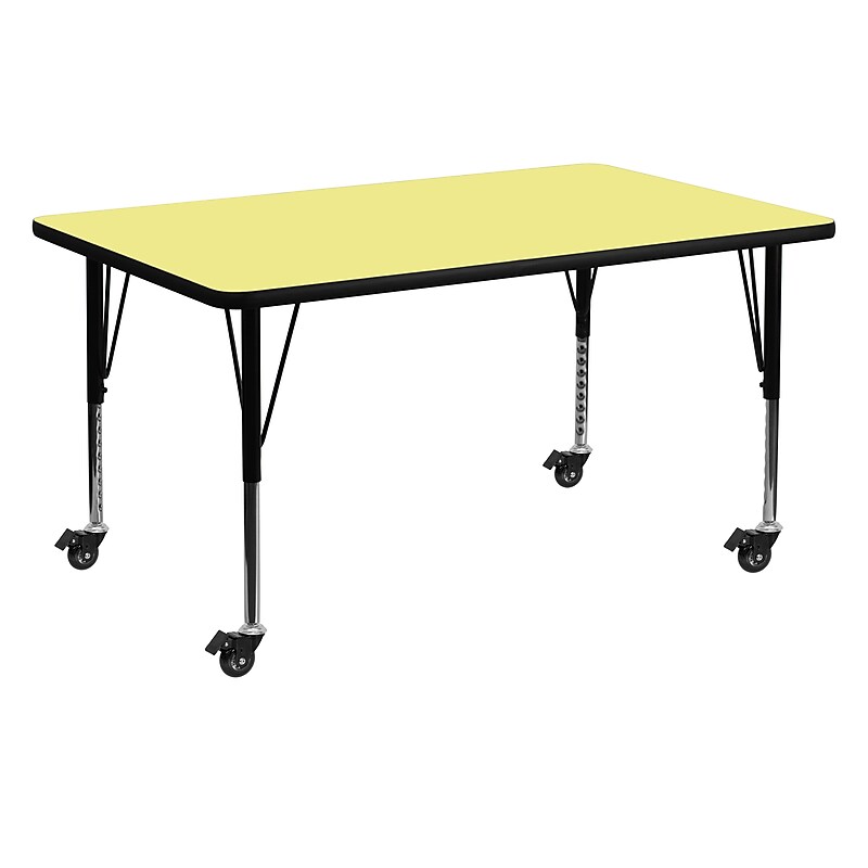 Flash Furniture Wren Rectangular Mobile Activity Table, 30" x 60", Height Adjustable, Yellow (XUA3060RECYLTPC) image 1
