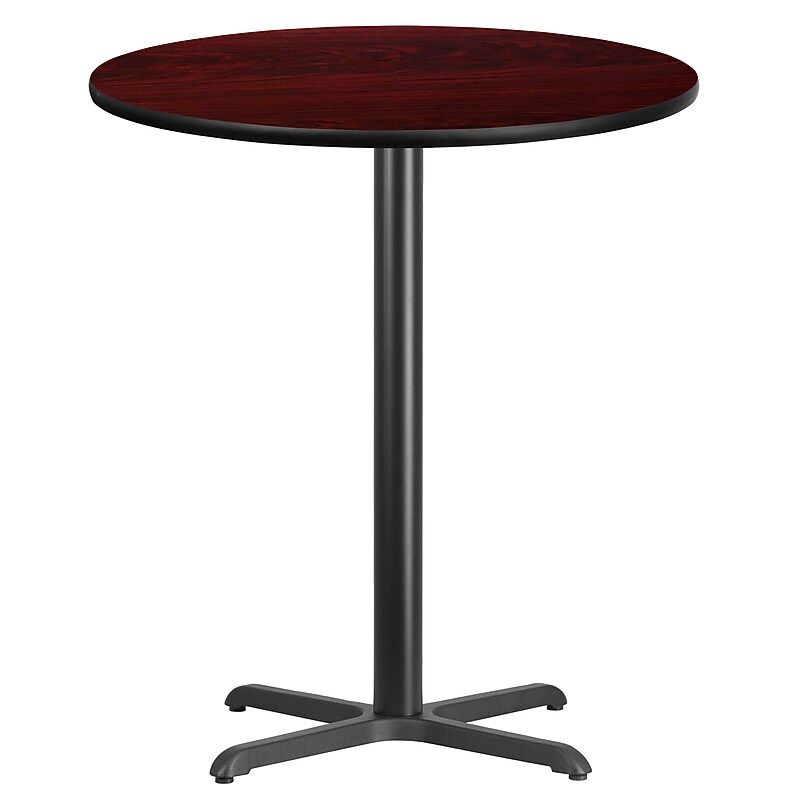 Flash Furniture 36'' Round Laminate Table Top with 30''x 30'' Bar-Height Table Base, Mahogany (XURD36MAT3030B) image 1