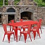 Flash Furniture Gilbert Indoor-Outdoor Table Set with 6 Stack Chairs, 63" x 31.5", Red (ETCT005630RED)~#|#~sp138378001_sc7