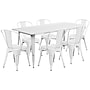 Flash Furniture Gilbert Indoor-Outdoor Table Set with 6 Stack Chairs, 63" x 31.5", White (ETCT005630WH)~#|#~sp138378039_sc7