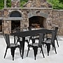 Flash Furniture Gilbert Indoor-Outdoor Table Set with 6 Stack Chairs, 63" x 31.5", Black (ETCT005630BK)~#|#~sp138378051_sc7