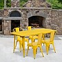 Flash Furniture Darcy Indoor-Outdoor Table Set with 4 Stack Chairs, 63" x 31.5", Yellow (ETCT005430YL)~#|#~sp138378165_sc7