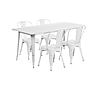 Flash Furniture Darcy Indoor-Outdoor Table Set with 4 Stack Chairs, 63" x 31.5", White (ETCT005430WH)~#|#~sp138378170_sc7