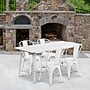 Flash Furniture Darcy Indoor-Outdoor Table Set with 4 Stack Chairs, 63" x 31.5", White (ETCT005430WH)~#|#~sp138378171_sc7
