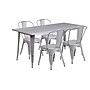 Flash Furniture Darcy Indoor-Outdoor Table Set with 4 Stack Chairs, 63" x 31.5", Silver (ETCT005430SIL)~#|#~sp138378175_sc7