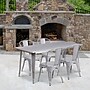 Flash Furniture Darcy Indoor-Outdoor Table Set with 4 Stack Chairs, 63" x 31.5", Silver (ETCT005430SIL)~#|#~sp138378176_sc7