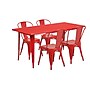 Flash Furniture Darcy Indoor-Outdoor Table Set with 4 Stack Chairs, 63" x 31.5", Red (ETCT005430RED)~#|#~sp138378180_sc7