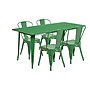 Flash Furniture Darcy Indoor-Outdoor Table Set with 4 Stack Chairs, 63" x 31.5", Green (ETCT005430GN)~#|#~sp138378190_sc7