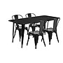 Flash Furniture Darcy Indoor-Outdoor Table Set with 4 Stack Chairs, 63" x 31.5", Black (ETCT005430BK)~#|#~sp138378201_sc7