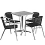 Flash Furniture Lila Indoor-Outdoor Table Set with 4 Chairs, 23.5" x 23.5", Aluminum/Black (TLH24SQ020BKCH4)~#|#~sp138378348_sc7