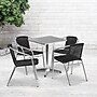Flash Furniture Lila Indoor-Outdoor Table Set with 4 Chairs, 23.5" x 23.5", Aluminum/Black (TLH24SQ020BKCH4)~#|#~sp138378349_sc7