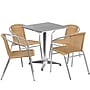 Flash Furniture Lila Indoor-Outdoor Table Set with 4 Chairs, 23.5" x 23.5", Aluminum/Beige (TLH24SQ020BGCH4)~#|#~sp138378437_sc7