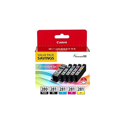 Canon PGI 280 / CLI281 5 Color Value Pack Cyan Standard Yield and