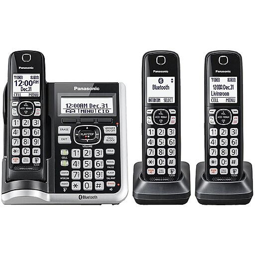 Panasonic Link2Cell Bluetooth 3Handset Cordless Telephone, Black (KX