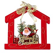 Red Santa Claus House Christmas Ornament Merry Christmas (ORNSAC201)